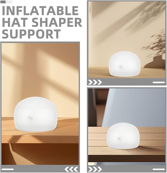 Inflatable Hat Rack Baseball Cap Display Stand 2Pcs Hat Shaper Mold with Air Valve White Frosted Plastic Closet Organization in Home - Image 9