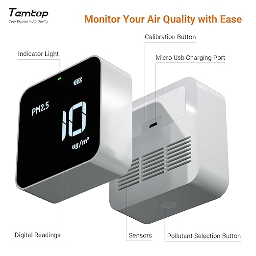 Temtop M10 Air Quality Monitor Indoor Air Quality Tester AQI PM2.5 VOCs Formaldehyde Detector for Home Air Testing, US Certified Air Sensor - Image 4