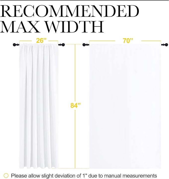 NICETOWN White Curtains, 50% Light Blocking Curtain Panels for Bedroom, Home Decoration Easy-Care Solid Rod Pocket Draperies/Drapes, Window Covering for Kitchen (2 Panels, 70 by 84, White) - Image 7