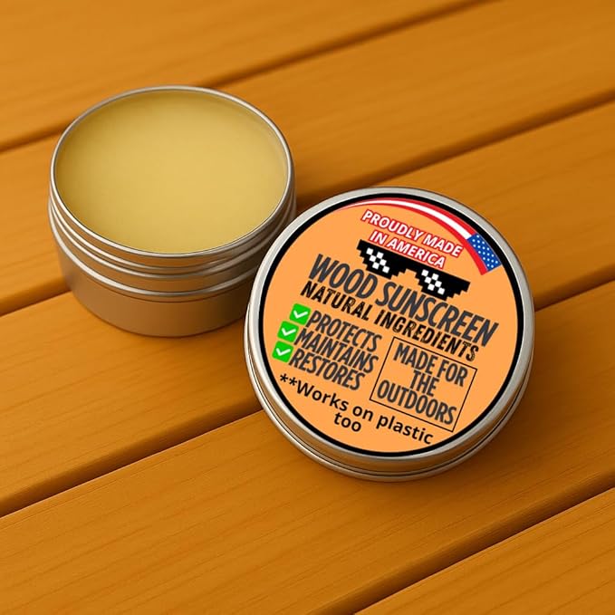 Wood Sunscreen Conditioner & UV Protectant Salve – USA Made Wood Outdoor Protector for Patio Furniture, Tables & Decks. Restores, Nourishes & Shields from Sun & Weather Damage. Long Lasting Protection - Image 7