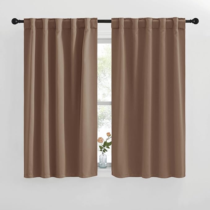NICETOWN Blackout Curtains and Drapes for Kitchen - (Cappuccino Color) 42 inches Wide by 50 inches Long, 2 Panels Set, Thermal Insulated Blackout Window Drapes by NICETOWN