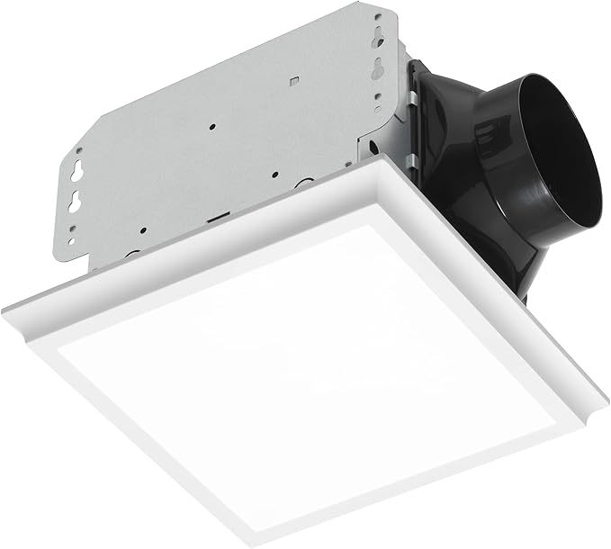 Homewerks 7141-80-G4 Bathroom Fan Integrated LED Light Ceiling Mount Exhaust Ventilation Whisper Quiet 1.1 Sones 80 CFM, White by HomewerksWorldwide