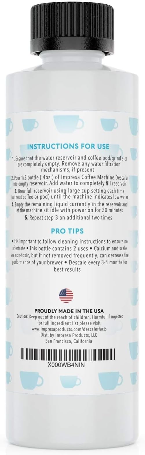 IMPRESA Coffee Machine Descaler (2 Uses Per Bottle) - Made in the USA - Universal Descaling Solution, Compatible with Nespresso, Delonghi and All Single Use Coffee and Espresso Machines - Image 3