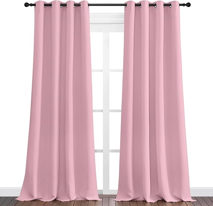 NICETOWN Crystal Pink Blackout Curtains 120" Long for Office, Dining Room, Guest Room, 55" Wide, 2 Pieces, Sound Reducing Heat and Cold Block Curtain Panels for Modern Room Decorative - Image 2