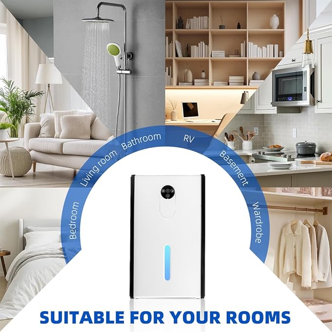 Dehumidifier for 1076 sq.ft,Quiet Portable Moisture Absorber with Auto Shut Off,Auto Defrost,72 OZ Water Tank,Drain Hose,7 Color LED Light,Sleep Mode for Basement Home Bedroom Bathroom RV - Image 8