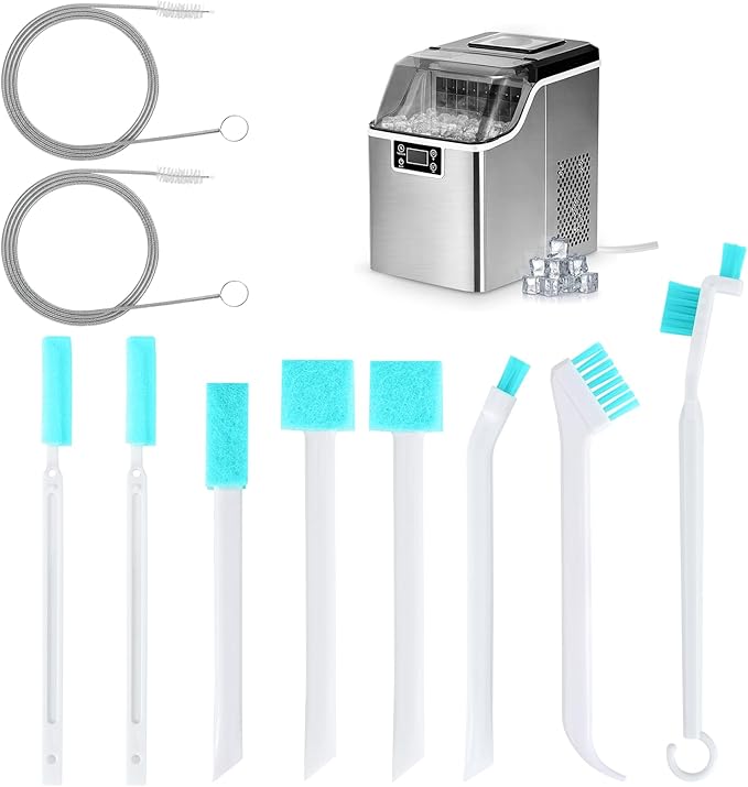 Palksky Ice Maker Cleaning Brush Set, Ice Machine Cleaning Tools - 2Pcs Drain Pipe Brush Nylon Bristles with 8Pcs Crevice Cleaning Brush by Palksky