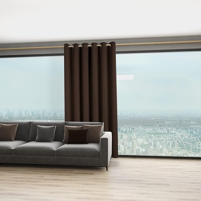 BONZER Room Divider Curtain Screen Partitions Total Privacy Wall Grommet Wide Blackout Curtains for Living Room, 96L x 70W Inch (8L x 5.8W ft), 1 Panel, Chocolate - Image 4