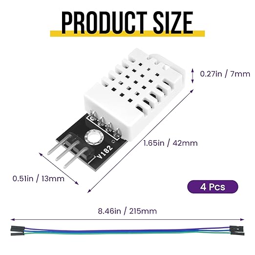 4Pcs DHT22/AM2302 Digital Temperature Humidity Sensor Module with Cable, Temp Range -40~80℃ (±0.5℃), Humidity 0~100% RH (±2%) for A-rduino Electronic Practice DIY, Replace SHT11 SHT15 - Image 2