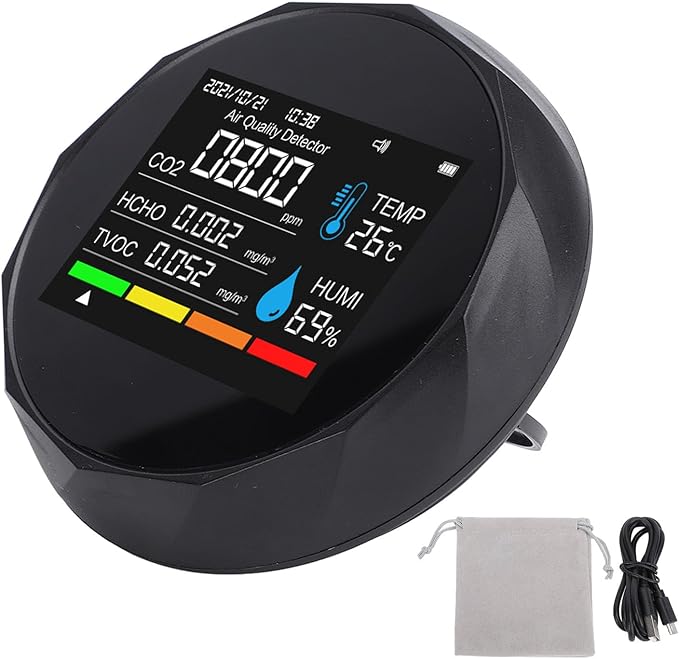 Fafeicy 5 in 1 Indoor Air Quality Detector Bluetooth APP Accurate Sensor for HCHO PM2.5 Temperature Humidity by Fafeicy