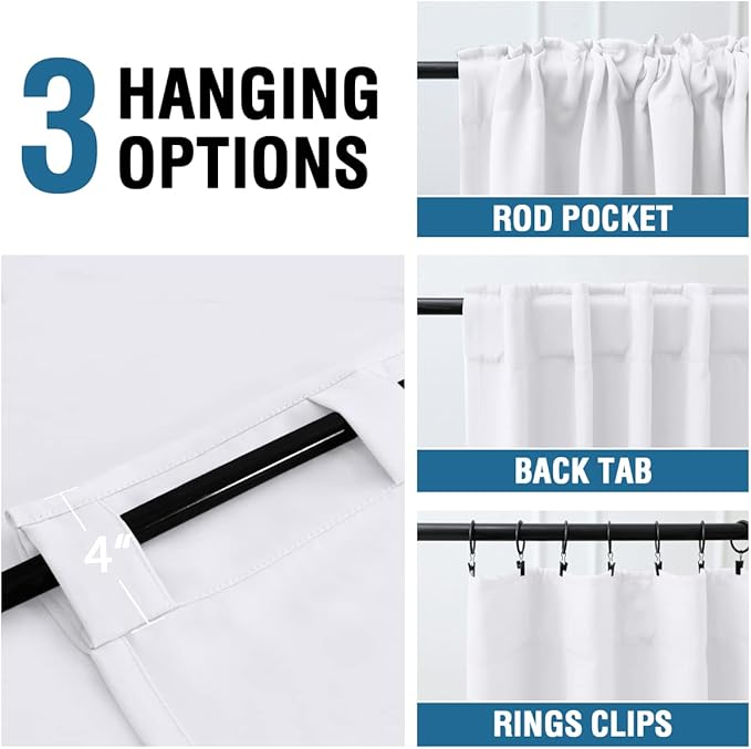 H.VERSAILTEX White Curtains Thermal Insulated Window Treatment Panels Room Darkening Privacy Assured Drapes for Living Room Back Tab/Rod Pocket Bedroom Draperies, 42 x 84 Inch, 2 Panels - Image 9