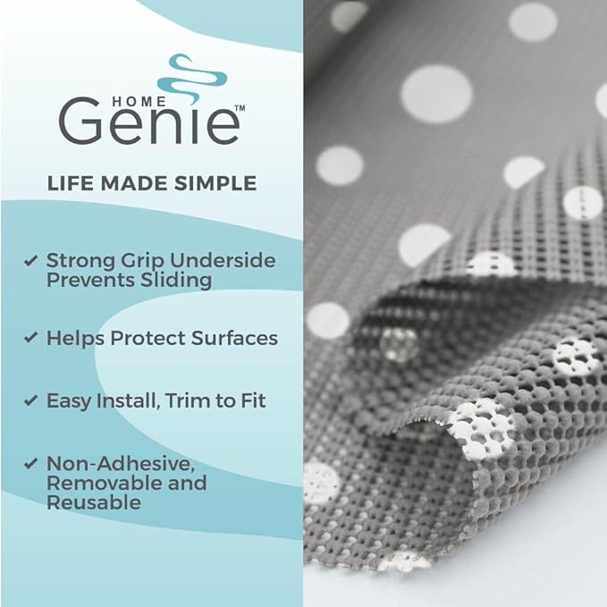 HOME GENIE Shelf Drawer and Cabinet Liner, Durable with Strong Grip, 12 in x 20 FT, Non Adhesive Liners Protect Kitchen Cabinets and Cupboard, Bathroom Drawers and Shelves, Desks, Dots Gray White - Image 2