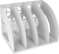 SAYEEC Sturdy Maganize Holder Desktop File Holder Organizer Plastic 4 Section Frames File Dividers Document Cabinet Rack Display Storage Organizer Box (Light Grey) by SAYEEC