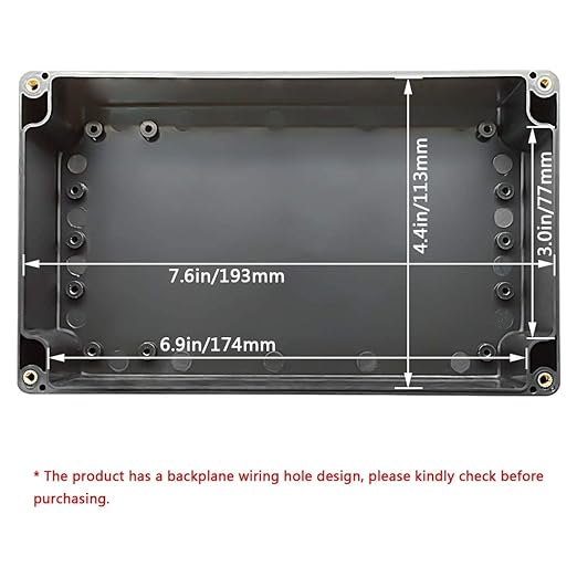 LeMotech Project Box ABS Plastic IP65 Waterproof Dustproof Electrical Junction Box Outdoor Enclosure for Electronics Black 7.87 x 4.72 x 2.95 inch (200 x 120 x 75 mm)(Pack of 2) - Image 2