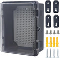 Junction Box, Hinged Black Clear Cover IP67 Waterproof ABS Project Box with Mounting Plate Electrical Box Enclosure with Wall Bracket 8.7 x 6.7 x 4.3inch(220x170x110mm) by Otdorpatio