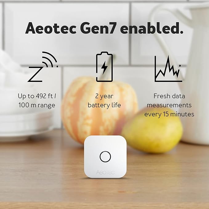 Aeotec aërQ Temperature, Humidity, Dew Point Sensor - Wireless, Battery Powered, Z-Wave Hub Required (White) - Image 6
