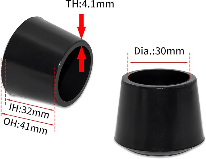 Flyshop 1-3/16", 30 mm, Patio Round Chair Leg Caps, Furniture Table Feet Covers Floor Protectors, Non-Marking Odourless Synthetic Rubber Legs Tips, 8 Pack, Black - Image 2