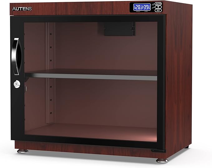 AUTENS 80L Dehumidifying Dry Cabinet Box, Wood grain Design Digital Control Noiseless and Energy Saving, for Camera Lens and Electronic Equipment Storage,Temperature Humidity LED Dual Screen - Image 9