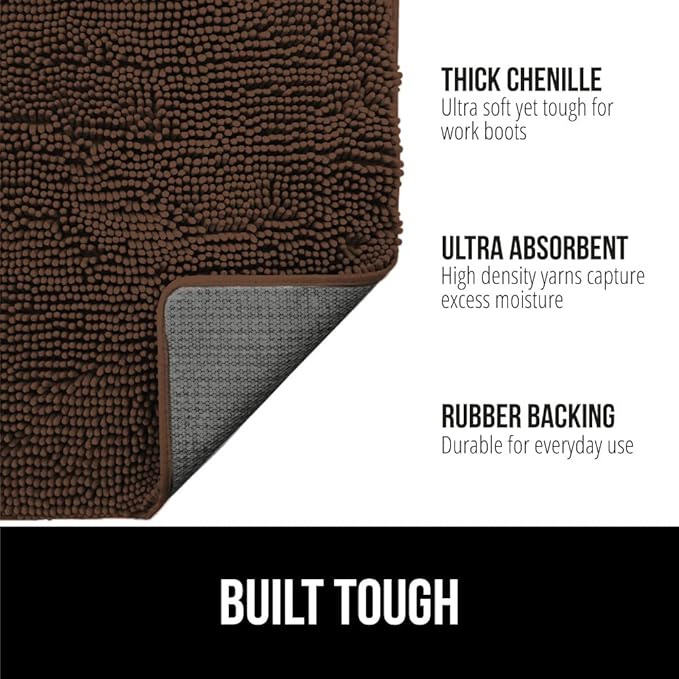 GORILLA GRIP SOAKSTOPPER Dog Door Mat, 60x36 Machine Washable Rug Absorbent Doormat Captures Moisture Mud Dirt, Quick Dry Soft Chenille Entryway Rugs Indoor Entrance Mats for Dog Paws, Brown - Image 3
