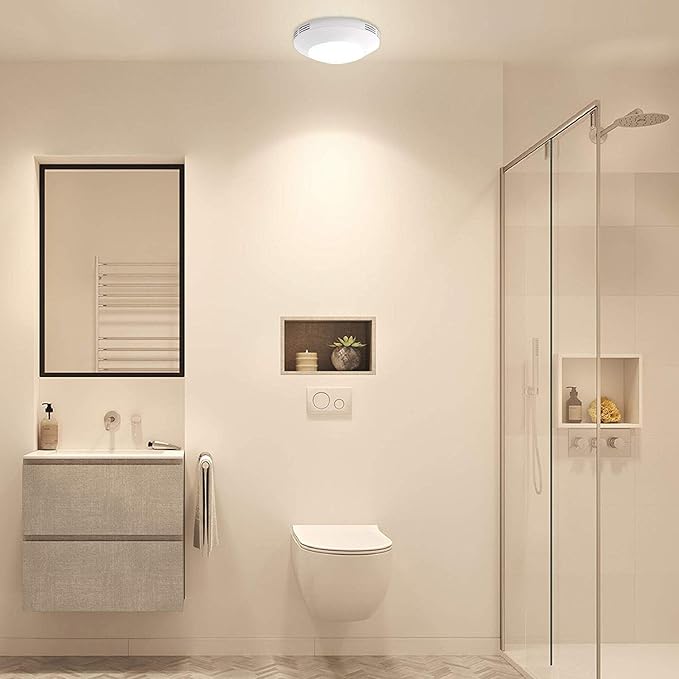 Homewerks 7117-01-WH Bathroom Integrated LED Light Ceiling Mount Exhaust Ventilation 1.1 Sones 80 CFM, Bath Fan White - Image 4