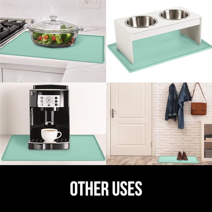 GORILLA GRIP Waterproof Silicone Under Sink Mat with Raised Lip for Kitchen and Bathroom, Cabinet Shelf Liner Stay in Place Mats Dishwasher Safe Drawer Liner, Organizer Tray, 19 x 22 in, Mint - Image 7