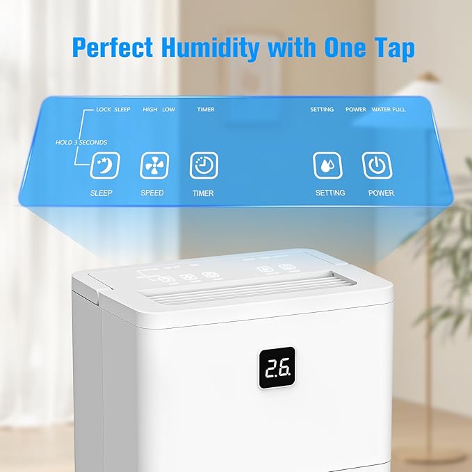 25 Pint Dehumidifier for Basement, Up to 3000 Sq.Ft, Quiet Dehumidifier with Drain Hose, Humidity Control, 24H Timer, Ideal for Bedroom, Bathroom, Room - Image 6