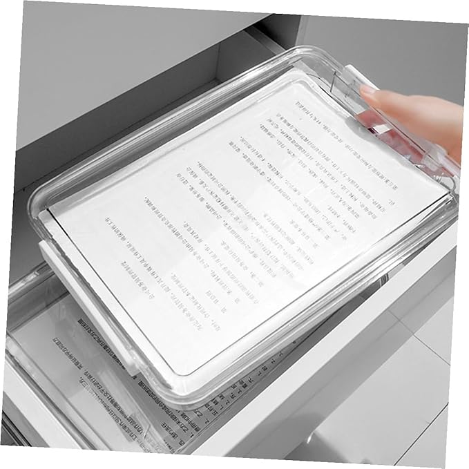 A4 Document Storage Box Set, 2pcs Flat Tall File Organizer with Card Holder and Certificate Keeper for Office Desktop Filing and Document Management - Image 3