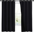 NICETOWN 100% Blackout Curtains with Black Liners, Thermal Insulated Full Blackout 2-Layer Lined Drapes, Energy Efficiency Window Draperies for Bedroom (Black, 2 Panels, 55-inch W by 68-inch L) by NICETOWN