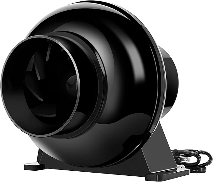 iPower 4 Inch 195 CFM Inline Duct Ventilation Fan Air Circulation Vent Blower for Grow Tent, 4", Black by iPower