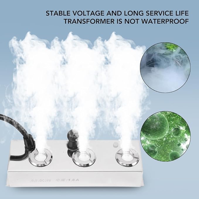 Mist Maker Fogger, 3 Ultrasonic Mist Maker, Stainless Steel Fog Machine Ultrasonic Pond Fogger for Water Fountain Pond Atomizer Humidifier, Halloween - Image 3