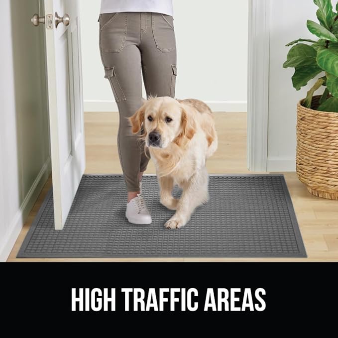GORILLA GRIP Front Door Mat, 35x23, Indoor Outdoor Ultra Absorbent HydroAbsorb Doormat, Absorbs Up to 5.7 Cups of Water, Stain and Fade Resistant, Rubber Backing Doormats, Captures Dirt, Grey - Image 6