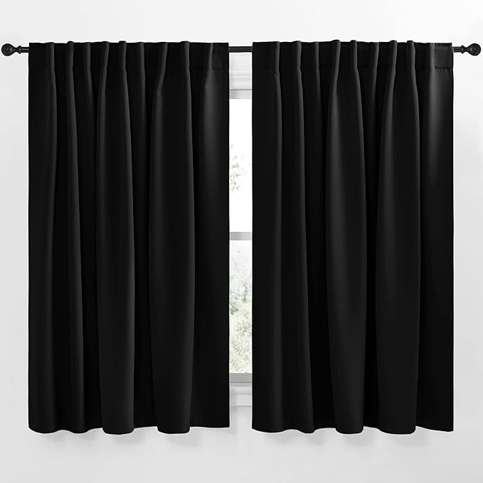 NICETOWN Halloween Black Out Curtain Panels for Bedroom - (Black Color) W70 x L63, 1 Pair, Thermal Insulated Blackout Draperies Window Treatment by NICETOWN