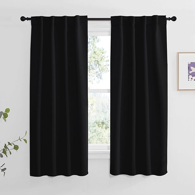 NICETOWN Halloween Blackout Curtains Window Panel Drapes - (Black Color) W34 x L63, Double Panels, Home Decoration Light Blocking Thermal Insulated Rod Pocket & Back Loop Draperies for Living Room by NICETOWN