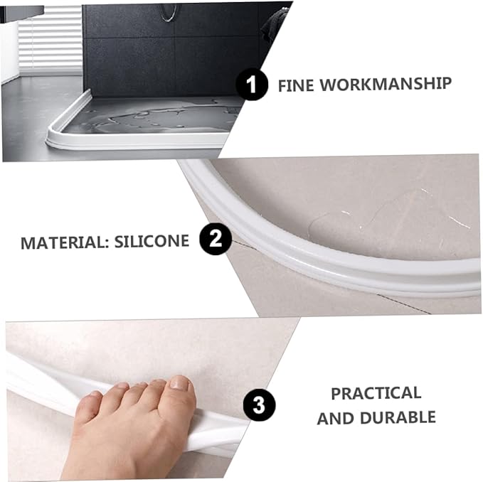 1m Bendable Water Retaining Strip for Shower and Bathroom Self-Adhesive Baffle Flexible Silicone Water Barrier for Dry and Wet Separation Easy to Clean - Image 7