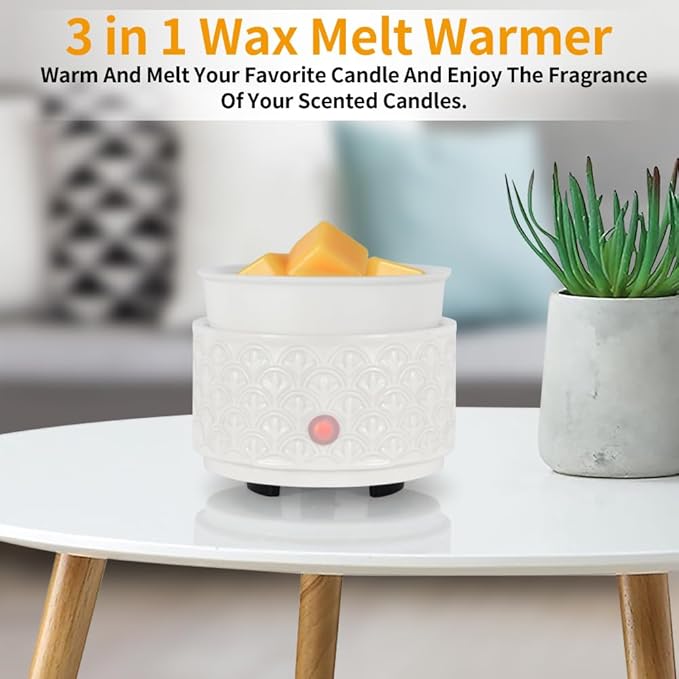 kobodon Ceramic Wax Melt Warmer - 3-in-1Electric Wax Warmer-Fragrance Candle Burner for Scented Wax Tarts and Essential Oils - Wax Melts as Gifts for Moms Grandma Women Girls（White）… - Image 3