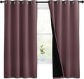 NICETOWN Bedroom Full Blackout Room Warming Curtain Panels, Super Thick Insulated Window Covers, Complete Blackout Draperies with Black Liner for Short Window (Dry Rose, Set of 2, 55 by 68-inch) by NICETOWN