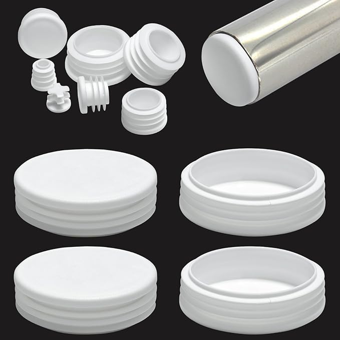 2-5/8" (70mm) Plastic Hole Plugs White -Round Chair Leg Caps, Flush Mount Pipe Plugs, Tubing End Caps for Metal&Wood Legs Tube, Outdoor Furniture Feet caps & Table Plastic Plugs, 4 PCS by EASYEAH