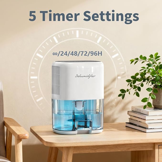 Small Dehumidifier for Home 44OZ Quiet with Auto Off & Defrost 5 Timers 3 modes 10 Color Lights 3 Brightness 260 Sq.ft Portable Dehumidifiers for Basement Bedroom Bathroom RV Closet - Image 5