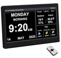 2025 New Digital Clock with Temperature/Humidity & Weather Forecast, Auto Time Sync Large Display, Custom Alarms & Medication Reminders, Ideal for Elderly(Black, 10.1-Inch) by FEYBYLA