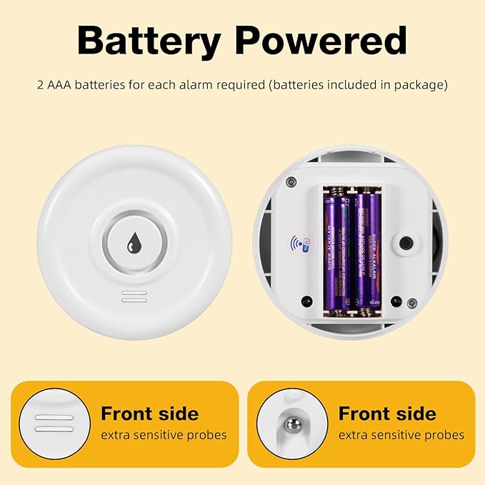 WiFi Water Leak Sensor, 100 dB Water Alarm Leak Detector, for Home, Basement, Bathroom, Kitchen(3 Pack) - Image 6