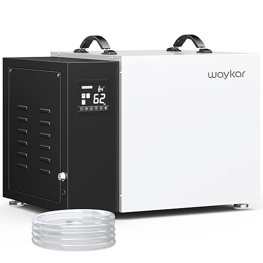 Waykar 158 Pint Commercial Dehumidifier with Pump and Drain Hose for Crawl Spaces, Basements, Ducted Industrial Use, and Water Damage Unit, for Spaces up to 7500 Square Feet, Smart Humidity Control by Waykar