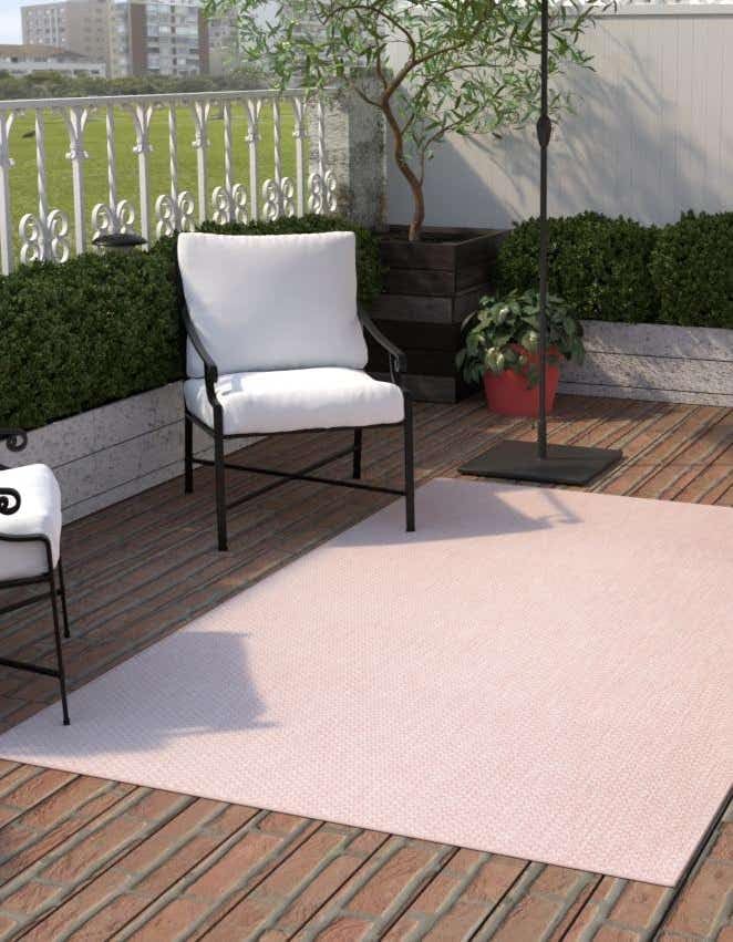 Unique Loom Collection Casual Transitional Solid Heathered Indoor/Outdoor Flatweave Area Rug (7' 10" x 11' Rectangle, Whisper Pink/Ivory) - Image 4