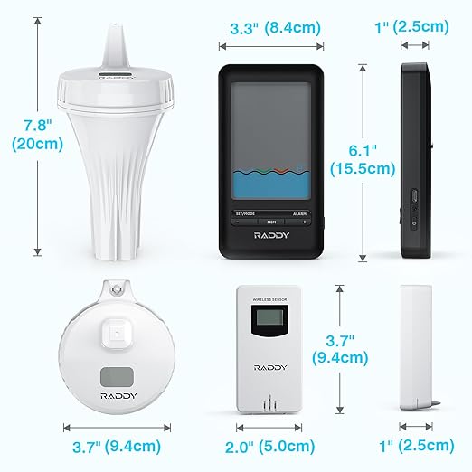 Raddy PT-3 Wi-Fi Pool Thermometer Floating Easy Read with 2 Additional Remote Sensors, APP Remote Monitor, Large Digital Display, Rechargeable, Wireless Hygrometer Thermometer for Indoor Outdoor - Image 8
