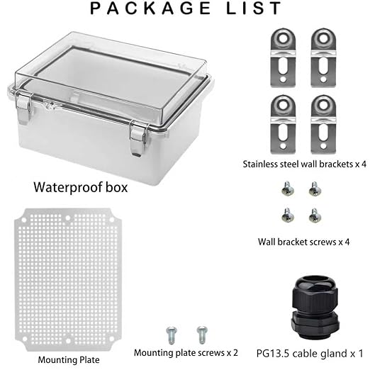 Waterproof Electrical Box, IP67 Junction Box Stainless Steel Latch Hinged Clear Cover Project Enclosure with Wall Bracket 8.7"x6.7"x4.3" - Image 5