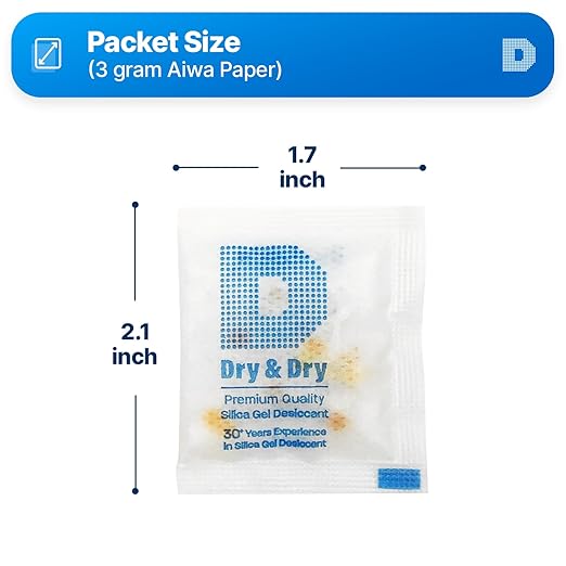 Dry & Dry 3 Gram [1000 Packets] Orange Indicating Silica Gel Packets Desiccants - Food Safe Silica Packs, Silica Gel, Silica Packets, Desiccant Packs for Food Storage - Image 6