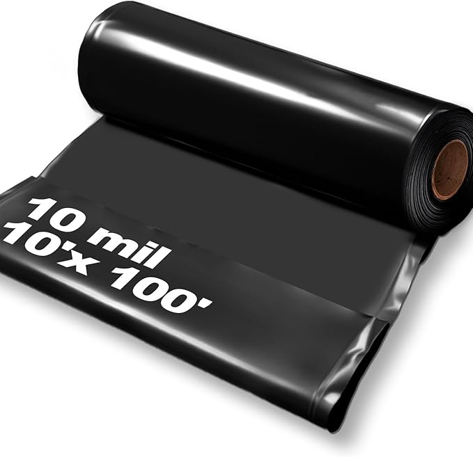 10'x100' Crawl Space Vapor Barrier, 10mil Film Black Plastic Sheeting - Thick Plastic Sheeting, Heavy Duty Polyethylene Film, Drop Cloth Vapor Barrier Covering for Crawl Space, Garden, Basement by Noliven