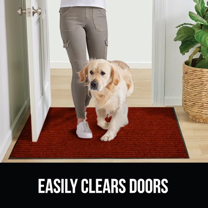 GORILLA GRIP Waterproof Traffic Guard Door Mat, 47x35, Heavy Duty Entryway Mats, Strong Backing Commercial Utility Rugs for Office Hallway, Garage Floor and Home, Low Profile Carpet Runner, Red - Image 5