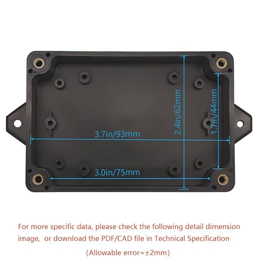 Zulkit Junction Box ABS Plastic Dustproof Waterproof IP65 Universal Electrical Boxes Project Enclosure with Fixed Ear Black 3.94 x 2.68 x 1.57 Inch (100 x 68 x 40 mm) (Pack of 2) - Image 5