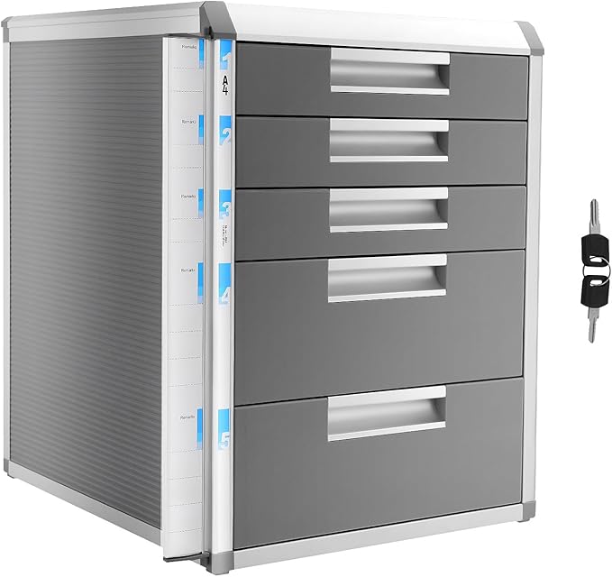 Metal Drawer Box, Luminium Alloy File Organiser with Lockable Drawers With 5 Drawers File Organiser for Home, Office - Image 9