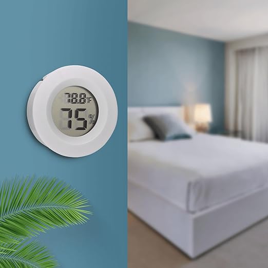 10 Pack Mini Hygrometer Thermometer - Digital Hygrometer Gauge LCD Monitor Temperature Humidity Meter Indoor Room Round Humidity Temperature Gauge for Greenhouse Home Kitchen (White) - Image 6