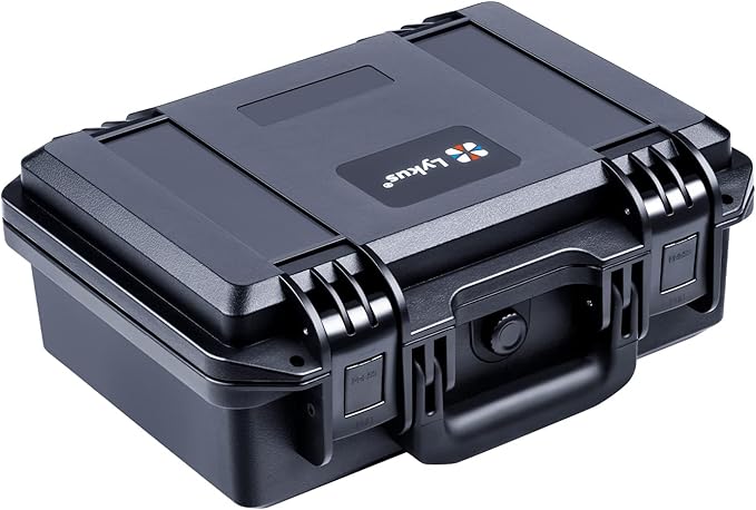 Lykus HC-3010 Waterproof Hard Case with Customizable Foam Insert, Interior Size 11.81x7.87x4.72 in, Suitable for Pistol, Camera, Lens, Drone, Mic, Flashlight, Electronics, Tools, and More by Lykus